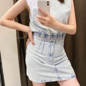 Zara high waist denim skirt